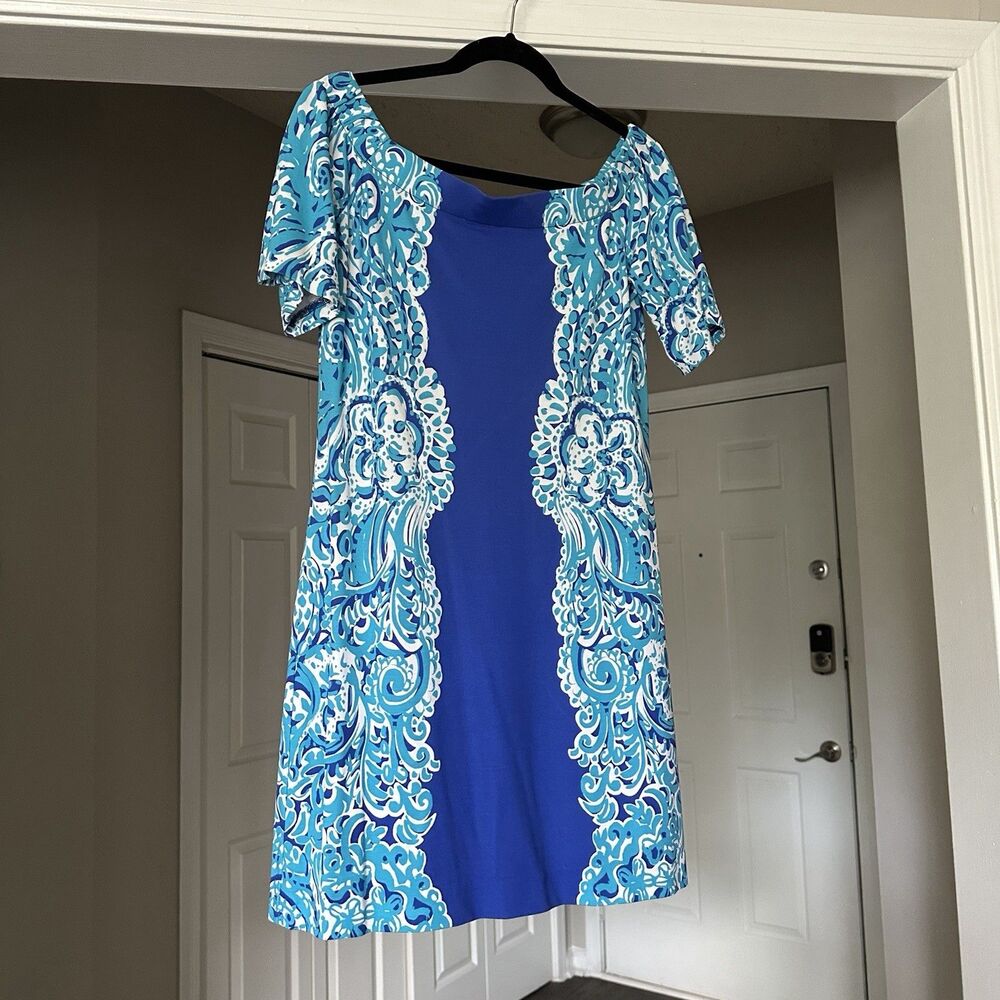 Lilly Pulitzer Tiana Dress Off The Shoulder Brilliant Blue Moon Jellies Size S